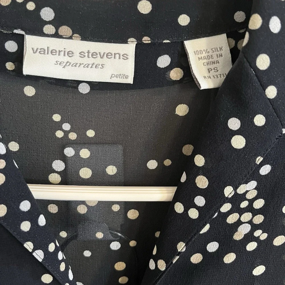 Valerie Stevens 100% Silk 2 Piece Maxi Skirt Set Petite S Sheer Polka Dot Career